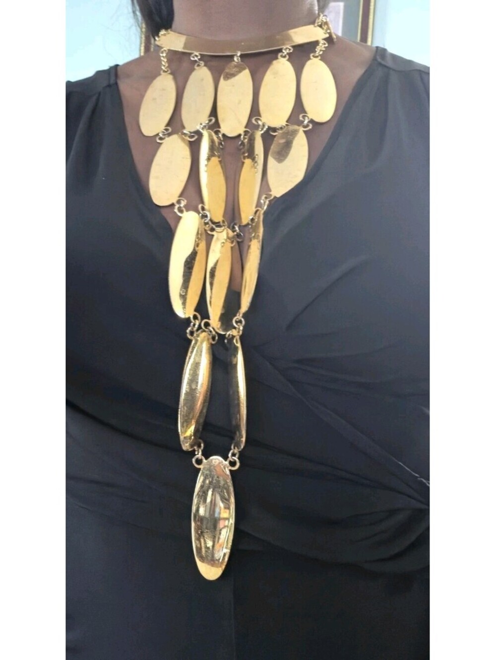 RARE Vintage Givenchy Choker  Bib Necklace 1960's Goldtone. See Pics Wear On Bk.